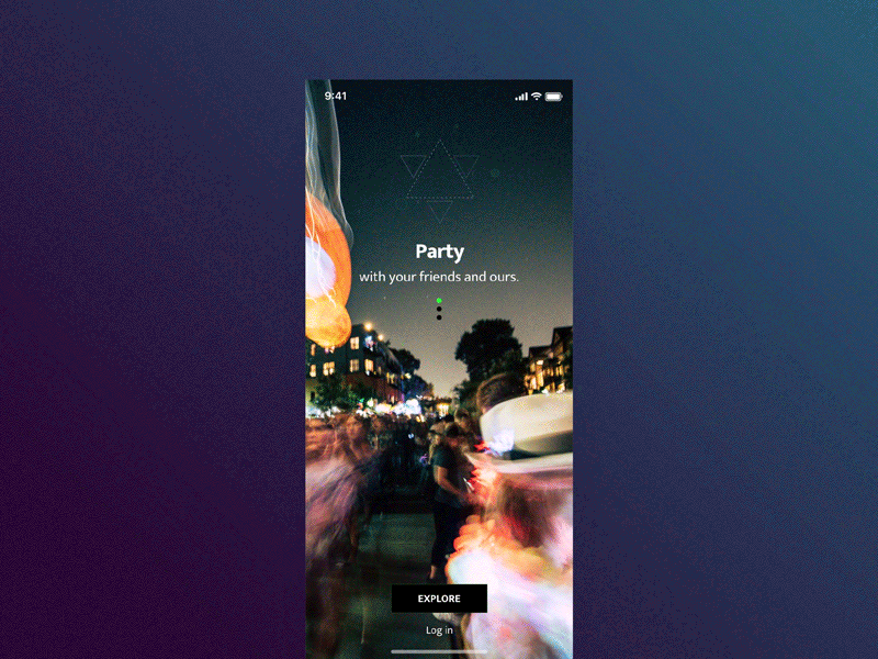 Party Starters 🙌 / Prototype 3 animation fun ios kite login mobile onboarding party prototype