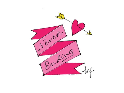Never Ending greeting card hand lettering holiday illustration valentines day