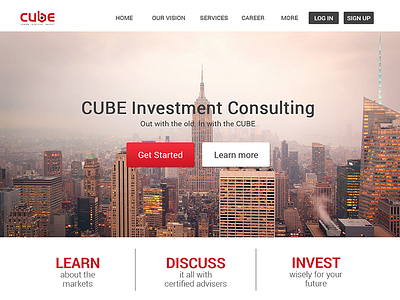 Cube - Learn. Discuss. Invest. design web