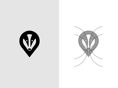 Pin Badger animal badger brand identity branding construction golden ratio grid identity logo mark negative space pin