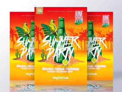 Summer Party Flyer Template club creative creativeflyers design flyer graphic party photoshop psd summer template