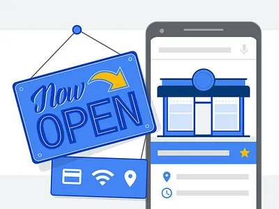 Connecting Small Businesses businesses connect illustrations illustrator info infographic open sign simple vector