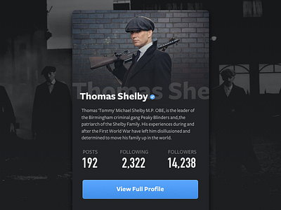 Profile screen 006 app dailyui login peaky blinders