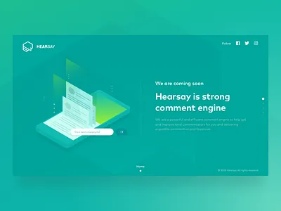 Hearsay Landing Page comment engine green illustration isometric landing page service web