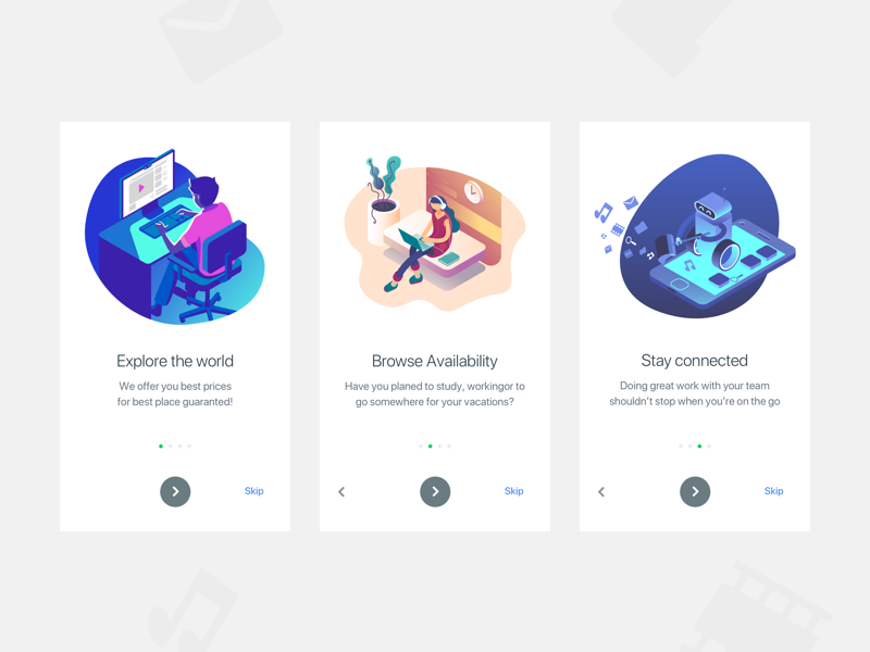 Example of Walkthrough screens