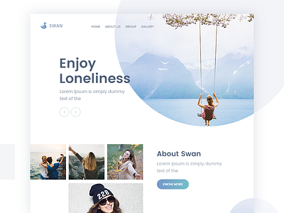 Swan about know more minimal slider swan ui ux web app web design web page