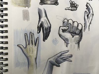 Practicing drawing hands artwork brush markers hand illustration ink sketch