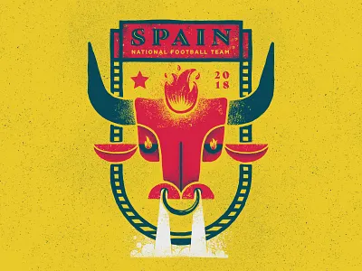 Spain 2018 badge badge design bull fire football fury illustration red fury soccer spain the red fury
