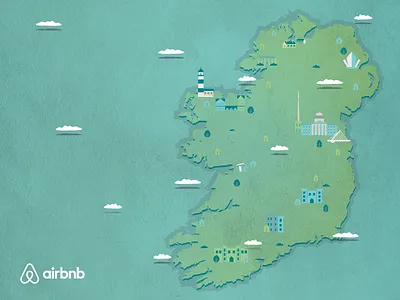 A sunny day in Ireland airbnb blue green ireland map texture vector