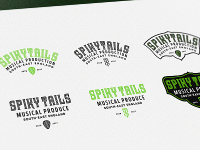 Spiky Tails badge branding illustration lettering mock music production typography