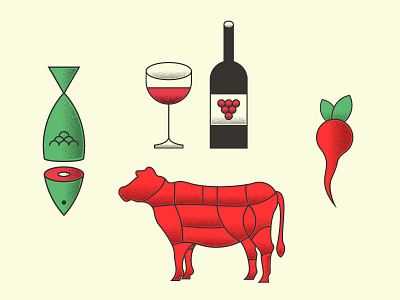 Restaurant Icons beef beets fish meat restaurant wine