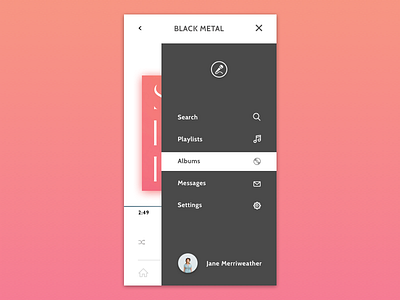 Daily UI 27 Dropdown app clean color dropdown menu mobile music navigation simple ui