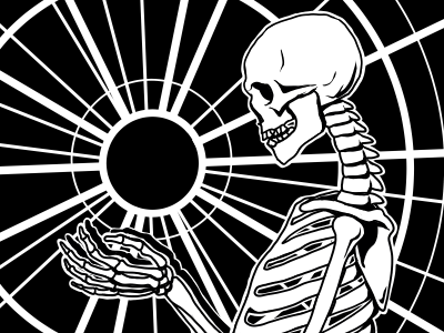 Holding The Light black and white skeleton