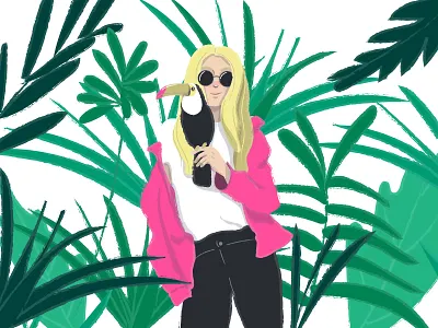 Toucan Girl bird blonde girl jungle nature pink summer toucan tropic tropical vibes