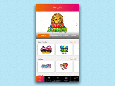 Gaming App cards horizontal scroll scroll swipe tiles