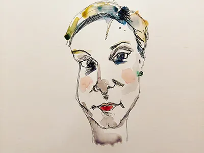 Awkward Self Portrait No. 1 art design paint portrait selfportrait watercolor watercolorportrait watercolour woman