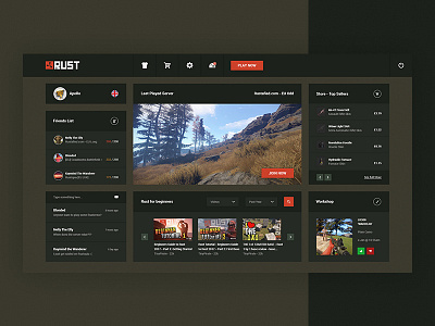 Rust UI Concept dashboard game design gaming ui
