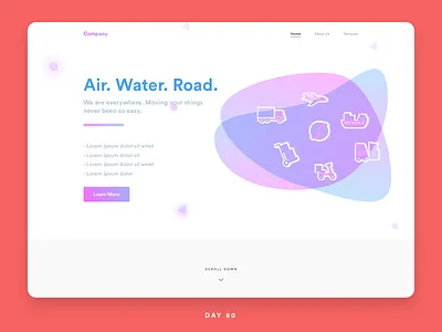 Daily UI Challenge: Day 80 Logistic Company Website courier daily ui challenge gradient interaction design logistics marketing transport transportation ui design ux design web design website