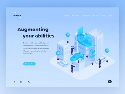 Spacer Landingpage ar blockchain city isometric landingpage map pin ship