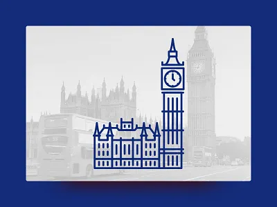 Big Ben, London architecture cute geometric icon illustration landmark line little
