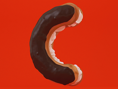 'C' for Chocolate Eclair 3d c4d cgi design eclair illustration type typography