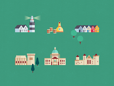 Map of Ireland #2 belfast castle church distillery dublin flat headlight house illustration ireland land vector