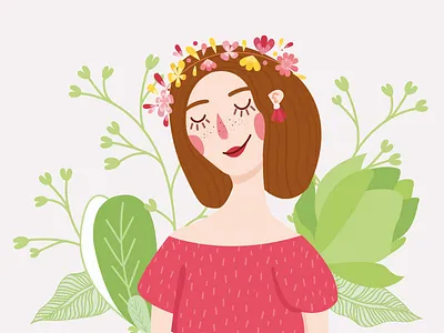 It's spring time 🌺 colors flower girl graphisme illustration portrait spring sun women