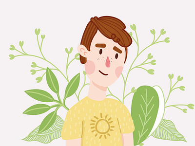 Spring is back ! 🌼 boy colors flower graphisme illustration man men portrait spring sun