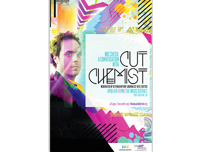 Cut Chemist Speaking Event Poster analog cut chemist hiphop illustration markers print design promotion typography watercolor