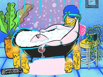 Bath Time art artist bath bath time digital artwork digital illustration illustration mental health procreate self care staycation zen