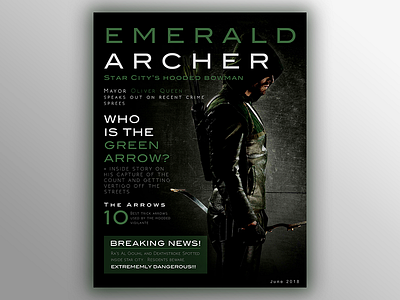 Green Arrow Light comics magazine magazine cover product design sleek design typography ui