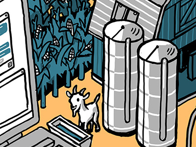 Goat Farm computer corn crop digital drawing farm goat illustration isometric progress sketch