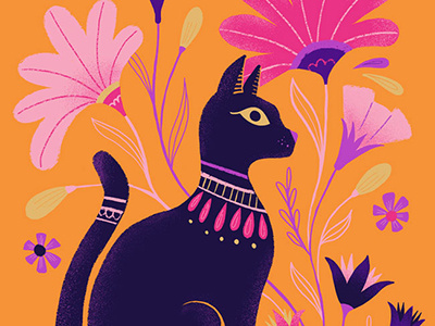 Ancient Critters Cat cat egypt floral flower illustration licensing orange pink purple stationery