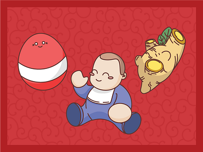 Red Egg & Ginger baby chinese egg ginger illustration illustrator line art red vector vector art