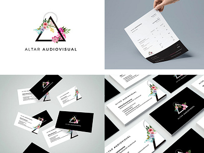 Corporate identity for Altar Audiovisual branding feminine logo triangle video