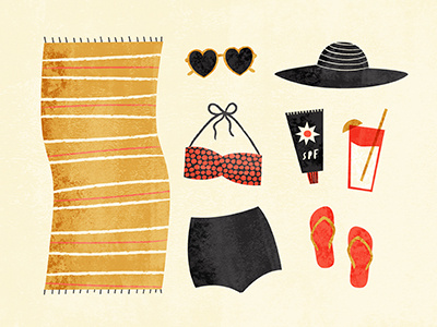 Going to the Beach adobe illustrator beach clothing collage graphic art illustration illustrator texture travel vector