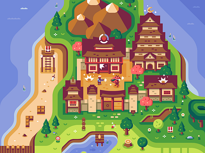 Overwatch - Discord Overworld Mural beach discord mario mountains nintendo overwatch pagoda video game zelda