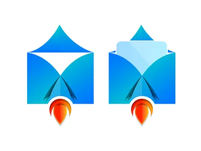 Rocket Mail abstract style icon logo mail rocket