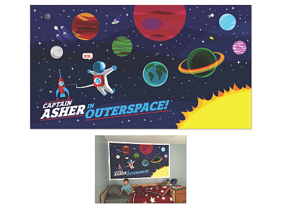 Captain Asher wall hanging astronaunt deathstar hanging nephew planets space stars startrek starwars sun ufo wall