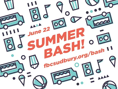 Summer Bash 2d art blue branding clean design flat geometric icon iconography illustration