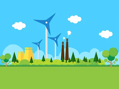 Gasoline Station and plant design and design eps file flat free gasoline illustration natural plant sky station