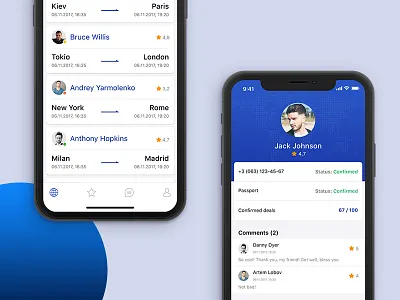 All trips and Profile design mobile app travel ui ux