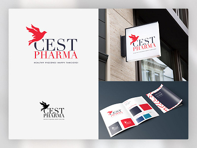 Logo Pigeons bird blue clean dove font logo pigeons red serif simple