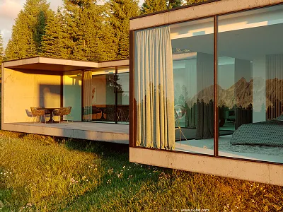 Hillside house 3d corona exterior hillside render zhitnik