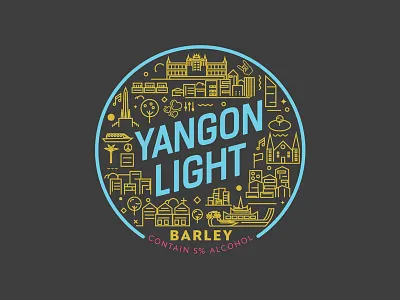 YANGON LIGHT beer illustrator label