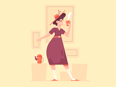 Tea Time 2d illustration character design tea woman