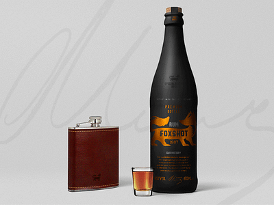 Foxshot Rum Bottle shot black bottle fox foxshot gold mockup orange rum shot