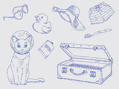 Line illustrations for a book book fish guidebook holiday holiday book illustration illustrations line lines octopus travel guide turtle