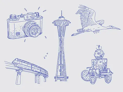 Line illustrations for a book book fish guidebook holiday holiday book illustration illustrations line lines octopus travel guide turtle