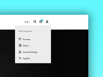 User dropdown menu drowndown ecommerce
